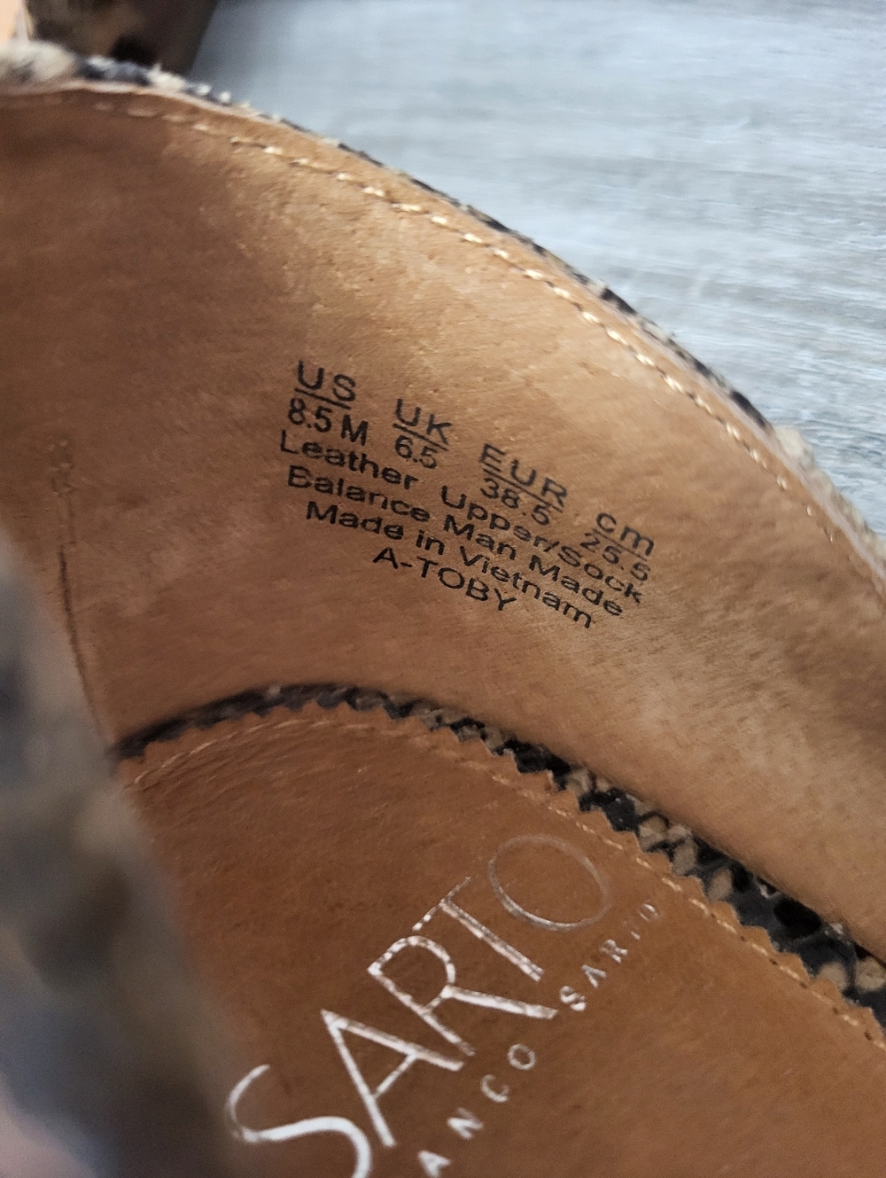 Franco Sarto Toby Pointed D'Orsay Flat  Brown Leather Snake Print Size 8.5 - Picture 7 of 10